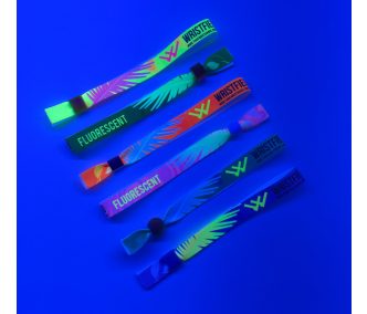   Látkový náramok (15x340 mm, jednostranná farebná FLUO potlač) - s hliníkovým krúžkom