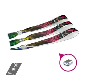   Látkový náramok (15x340mm, farebná potlač na jednej strane, s premenlivými údajmi) - s hliníkovým krúžkom