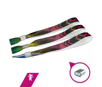   Látkový náramok - s farebnou potlačou na jednej strane - s hliníkovým krúžkom - Detská veľkosť 15x300mm