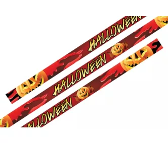   Látkový náramok farebné satén vzorované 15mm - Halloween tekvica - s plastovým uzáverom