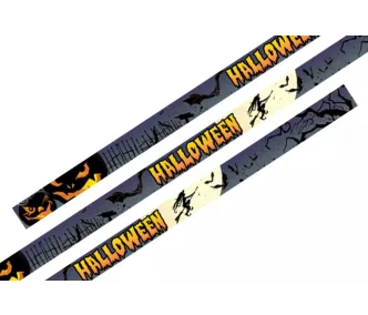   Látkový náramok farebné satén vzorované 15mm - Halloween Čarodejnica - s plastovým uzáverom