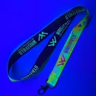 Saténová šnúrka na krk s nápisom 20x900 mm - s FLUO potlačou - so štandardnou karabínou