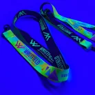 Saténová šnúrka na krk s nápisom 20x900 mm - s FLUO potlačou - so štandardnou karabínou