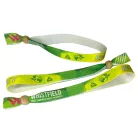 R-PET náramok (z recyklovaných PET fliaš, 15x340mm, s farebnou potlačou na jednej strane) - znovu uzatvárateľný bambusovými korálkami