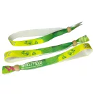 R-PET náramok (z recyklovaných PET fliaš, 15x340mm, s farebnou potlačou na jednej strane) - znovu uzatvárateľný bambusovými korálkami