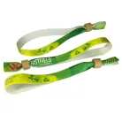 R-PET náramok (z recyklovaných PET fliaš, 15x340mm, s farebnou potlačou na jednej strane, variabilné údaje) - s bambusovým / plastovým krúžkom