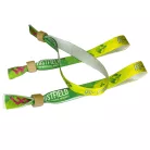 R-PET náramok (z recyklovaných PET fliaš, 15x340mm, s farebnou potlačou na jednej strane, variabilné údaje) - s bambusovým / plastovým krúžkom