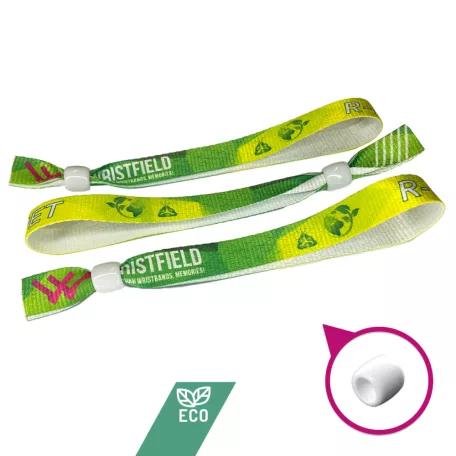 R-PET náramok (z recyklovaných PET fliaš, 15x340 mm, s farebnou potlačou na jednej strane) - s plastovým krúžkom - EXPRESS
