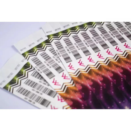 Náramky Tyvek 3/4" S farebnou potlačou a s čiarovým kódom